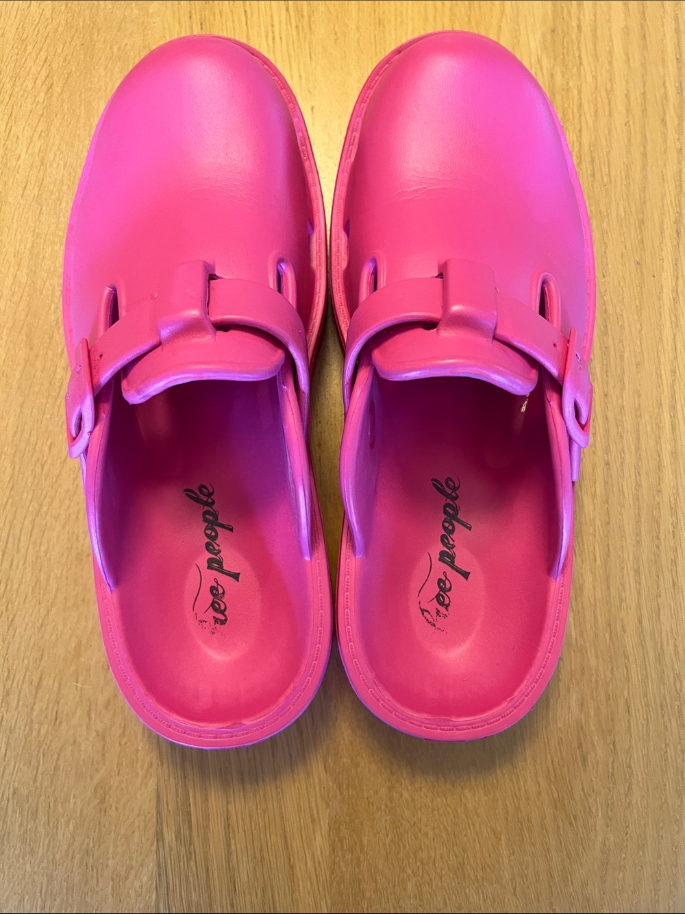 Free People Bright Pink Rubber Clog Mules - Picture 2 of 3